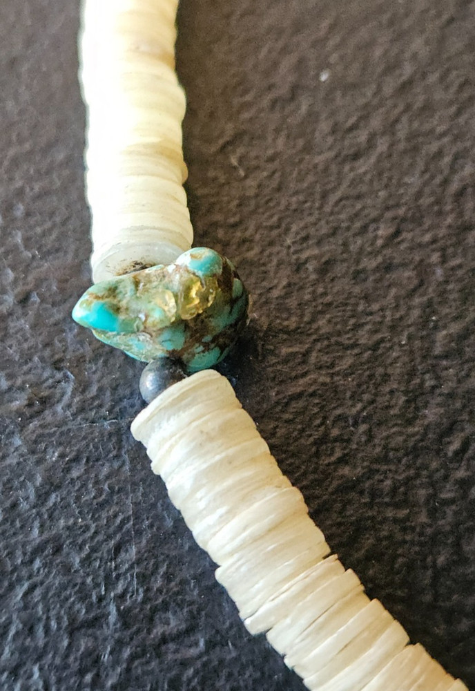 PUKA SHELLS / TURQUOISE NECKLACE. 15 INCH