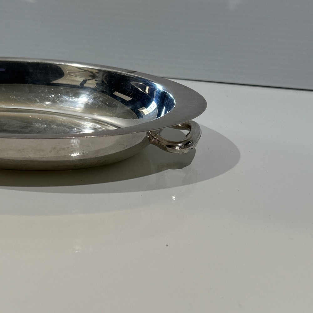 Vintage Silver Plate Oval Bowl Serving Dish Trinket Tray Decorative Handles