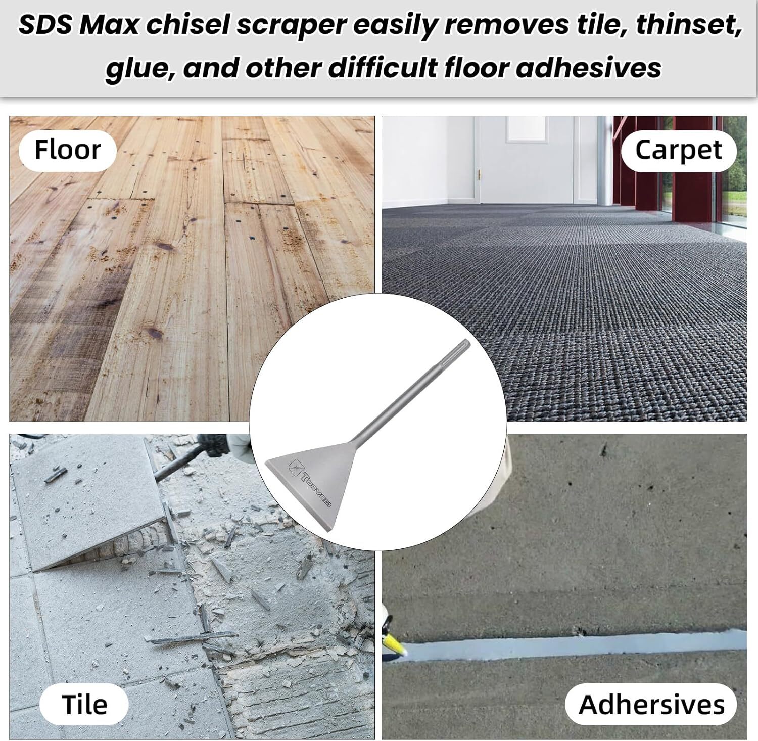 SDS Max Chisel, 6 Inch Wide Floor Scraper Tile Removal Scraping Chisel Bits