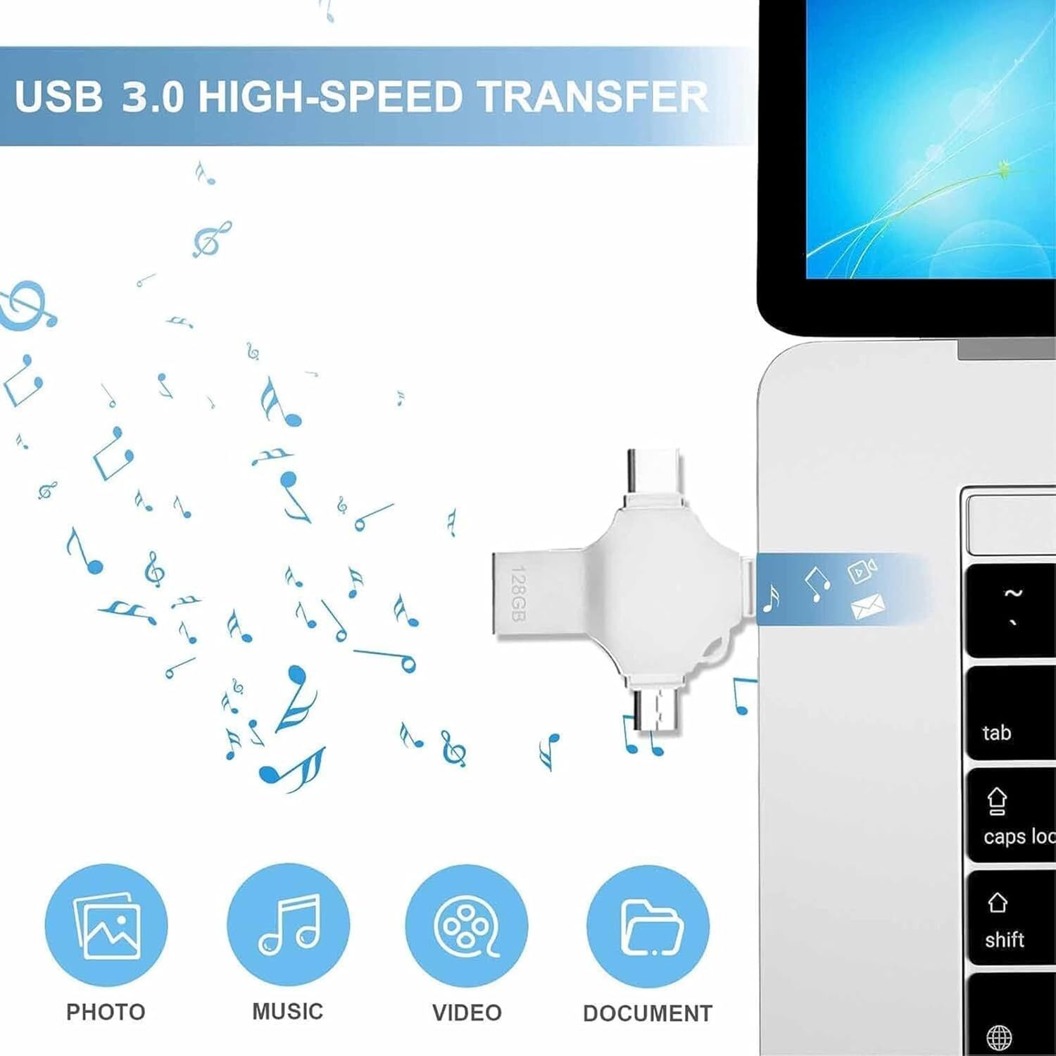 USB 3.0 Flash Drive 128GB Type C Memory Photo Stick for iPhone Android iPad lot