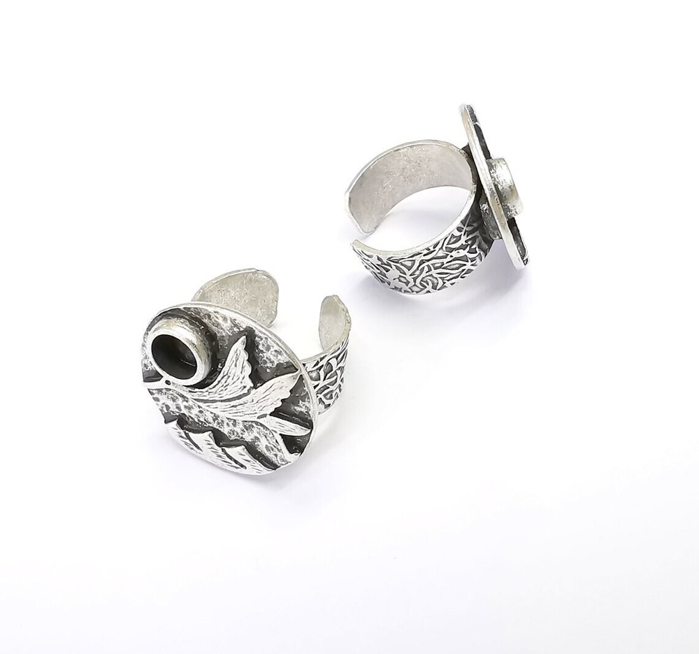 Bird Ring Blank Setting, Cabochon Mounting, Adjustable Resin Base, Inlay Ring