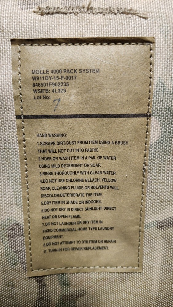MOLLE 4000 "TEST ITEM" Complete Ruck