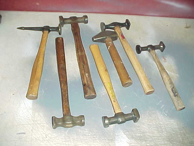 Auto Body Hammers Lot of (7) Old Shop Dolly Tools Fairmount GTW Bonney Dunlap