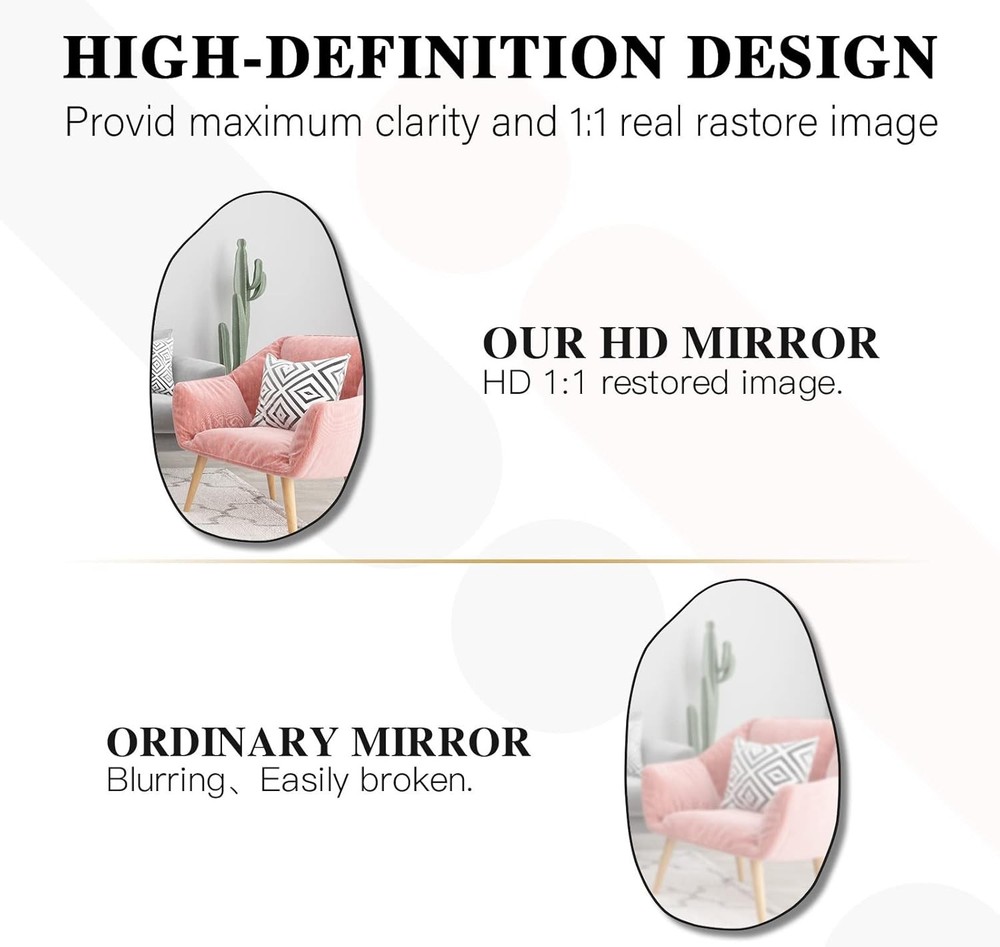 Irregular Asymmetrical Mirror Wall Mounted Unique Vanity Mirror,Shaped Dressing