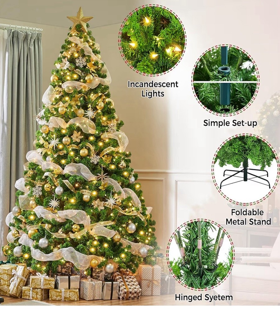9ft Pre-lit Artificial Christmas Tree with Incandescent Warm White Lights