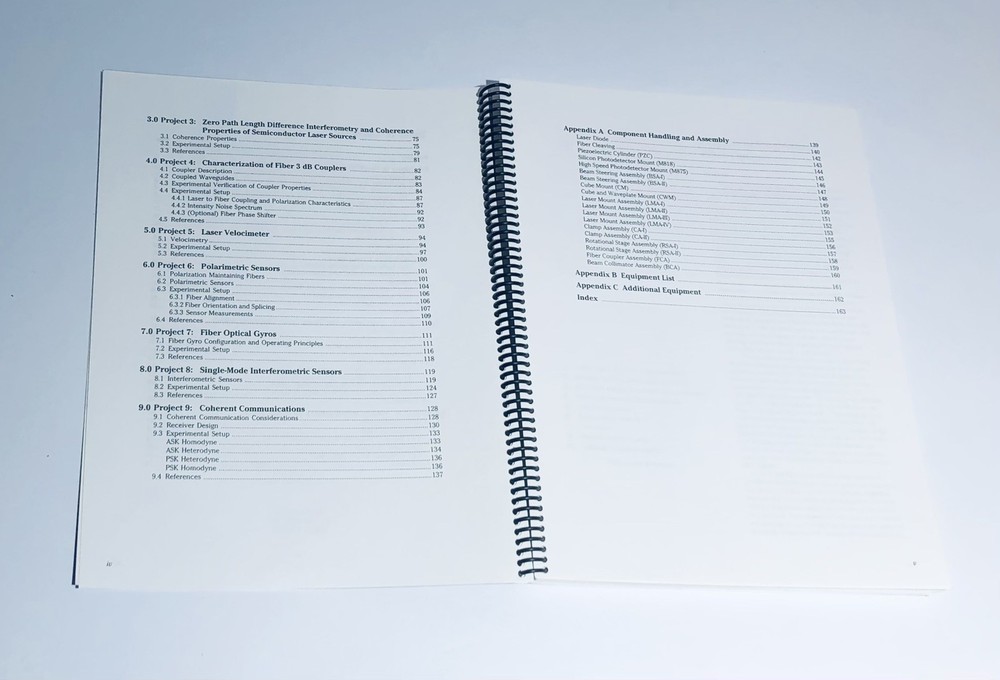 Newport Projects In Single-Mode Fiber Optics Spiral Bound Workbook