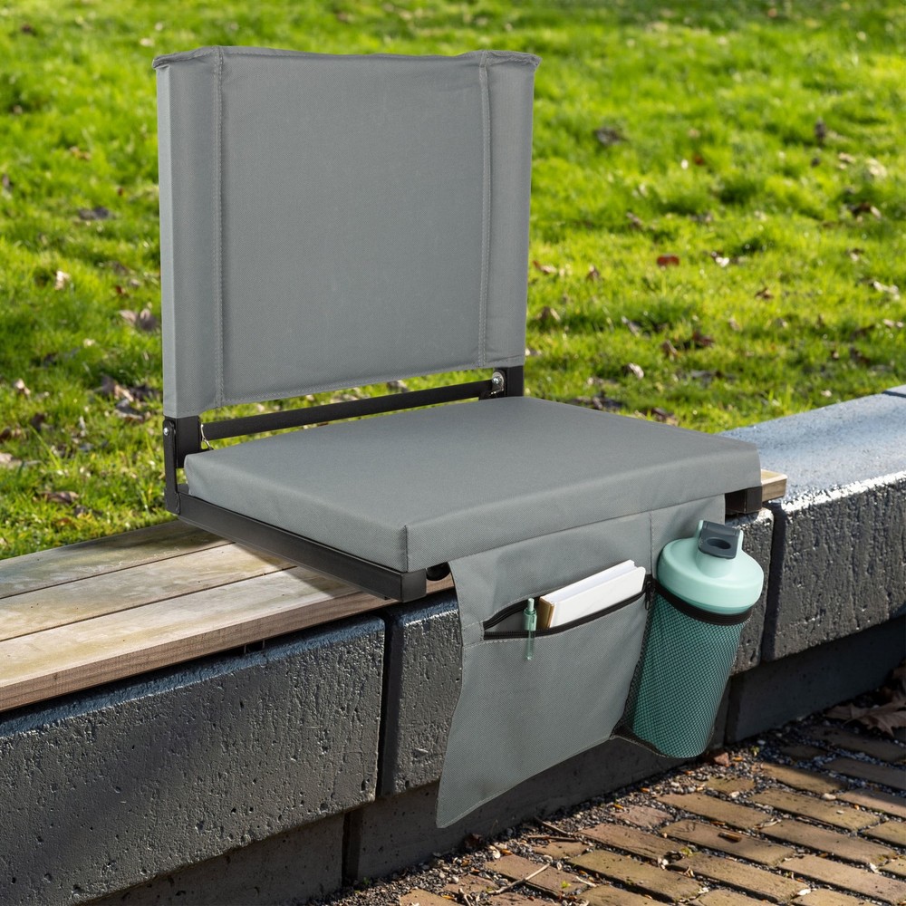 Bleacher Seat - Stadium Seat Cushion with Back Support, Gray