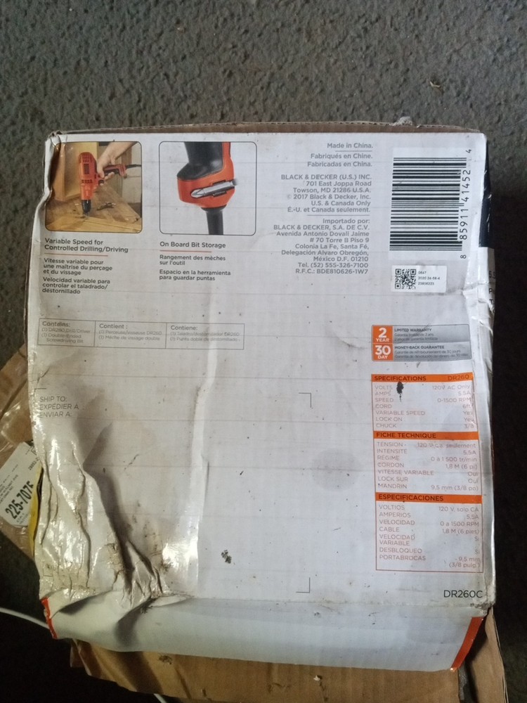 BLACK+DECKER DR260C CORDED DRILL BNIB