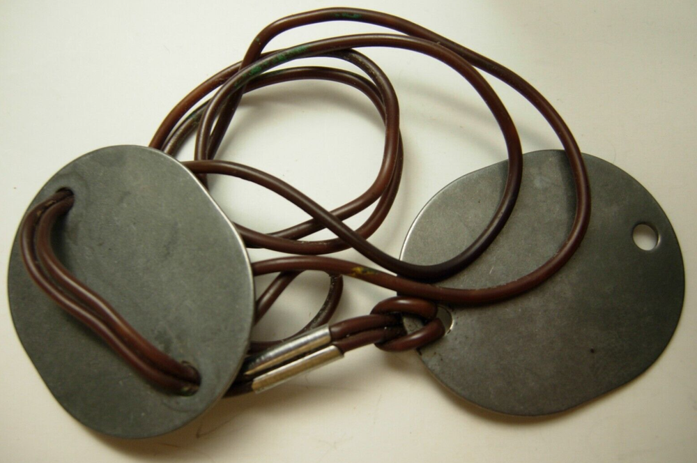 WW2 Coast Guard Dog Tag Pair on Plastic Cord- Lt Richard A. Hoose T 8/43 USCGR