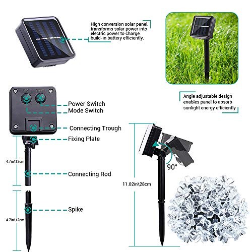 Outdoor Solar String Lights, Flower String Lights, 50LED Cherry Warm White
