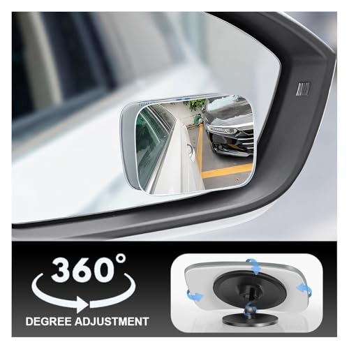 Rectangle Blind Spot Car Mirror, 2.5" HD Glass Wide Angle Convex Rectangular