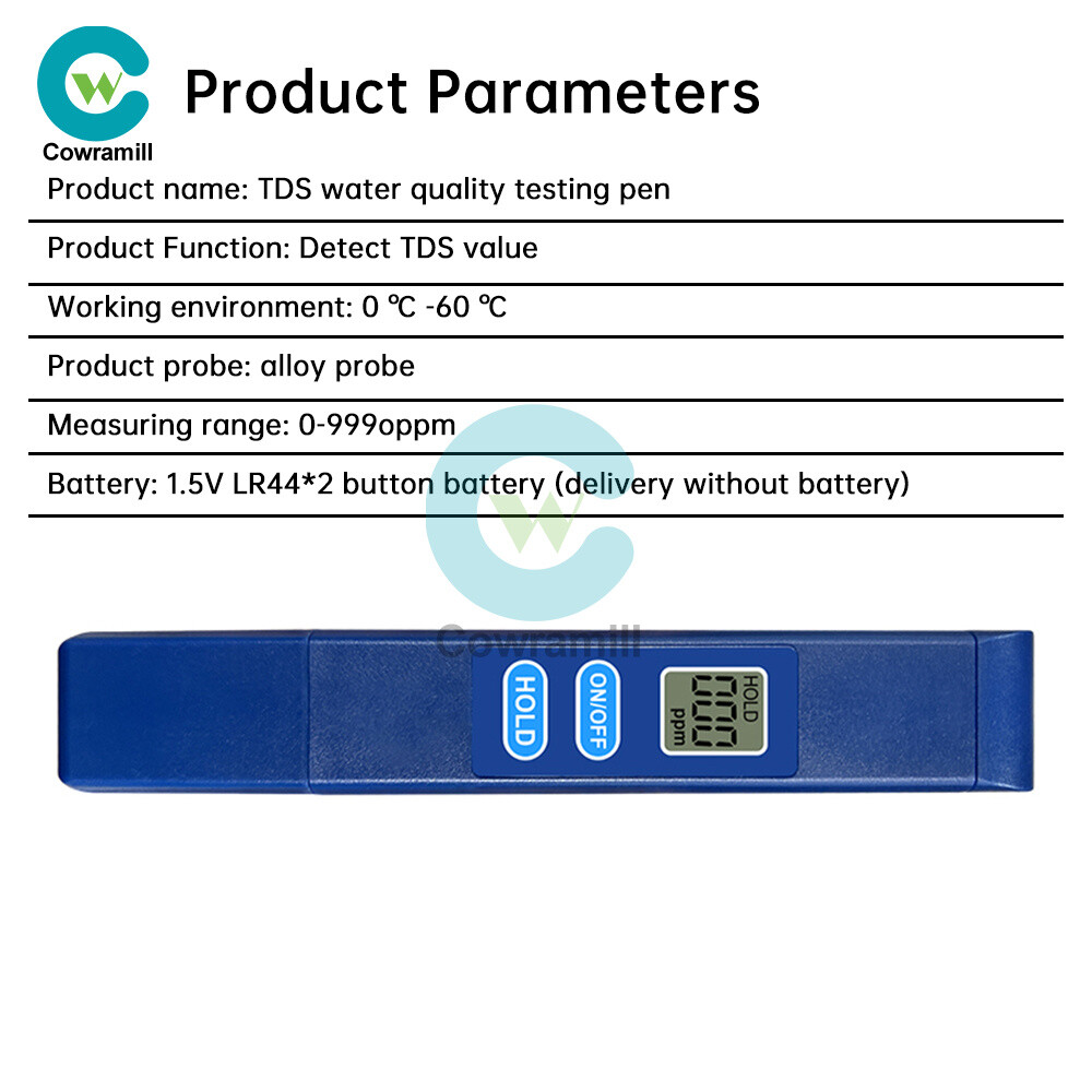 TDS Meter Digital Tester Water Quality Testing Tool for Drinking Water 0-9990ppm