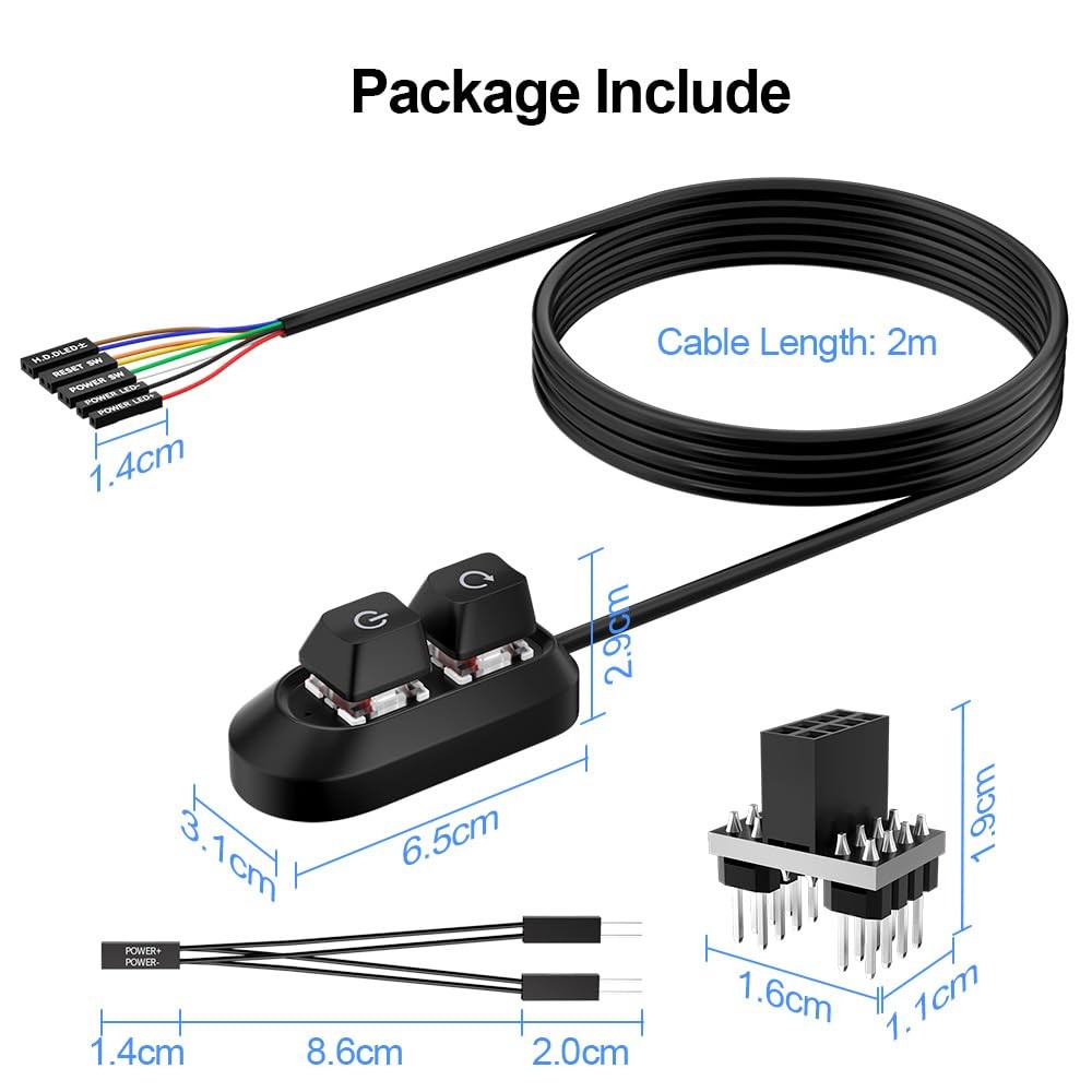 PC Power Button, Desktop Switch Splitter ON Off Reset SW HDD LED PC External