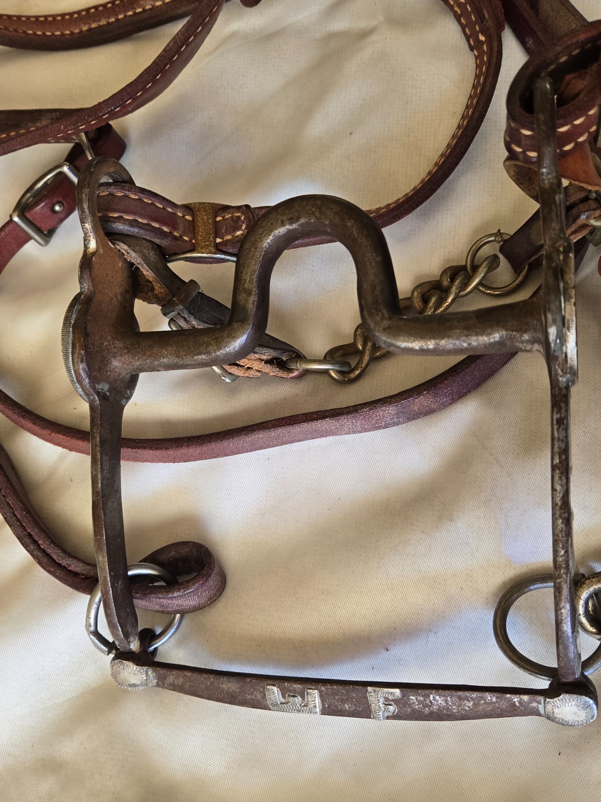 RARE Antique Handmade Working Horse Bit SILVER INLAYS/SILVER COINS