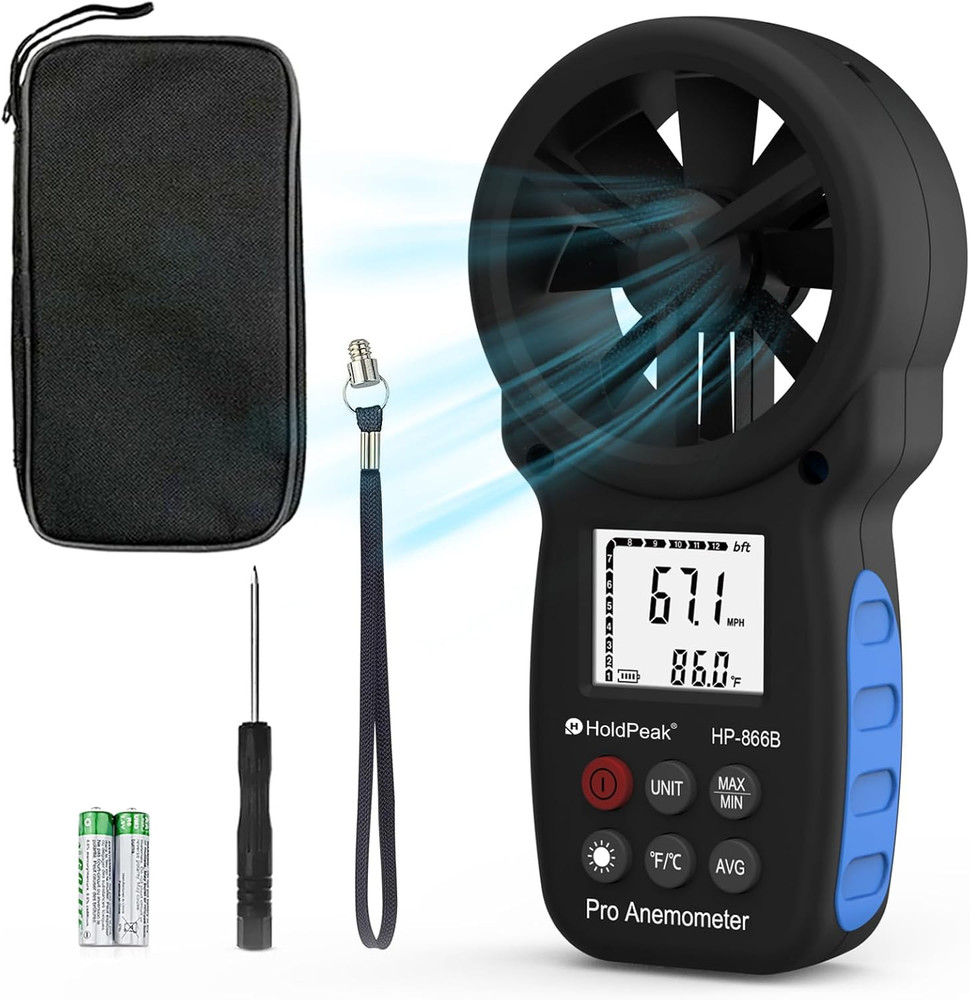 Holdpeak 866B Digital Anemometer Handheld Wind Speed Meter for Measuring Wind