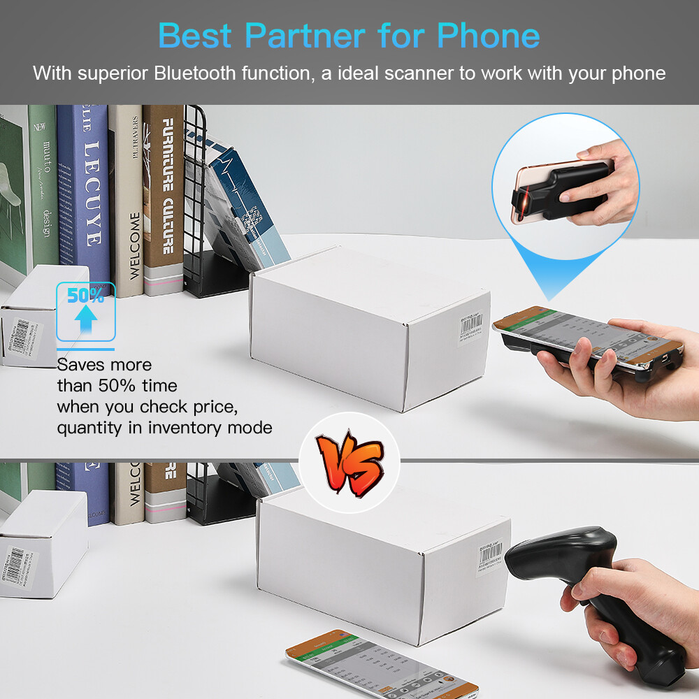 Eyoyo 2D QR Bluetooth Barcode Scanner Bar Code Reader Back Clip Cover Scanner