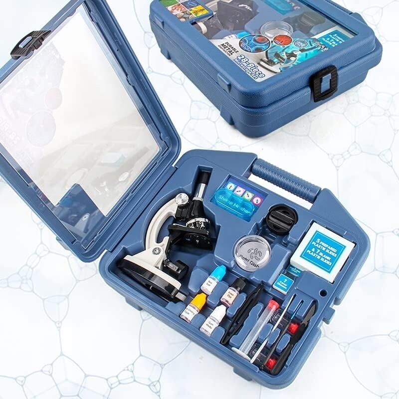 28 Pc Microscope Set 1200x With Black Carry Case Explore The World Observation