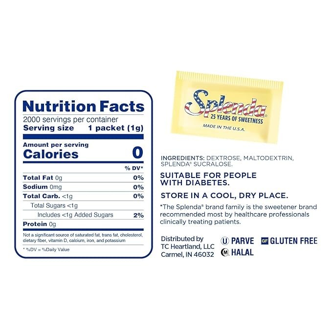 New SPLENDA Zero Calorie Sweetener, 2000 Count Packets