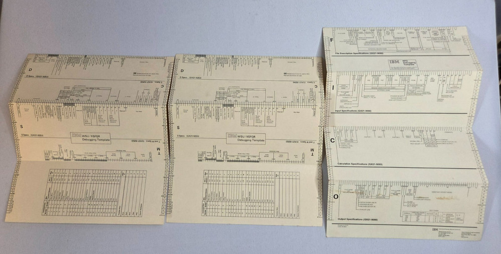 IBM RPG Debugging and WSU/$SFGR Debugging Templates, Lot of 3