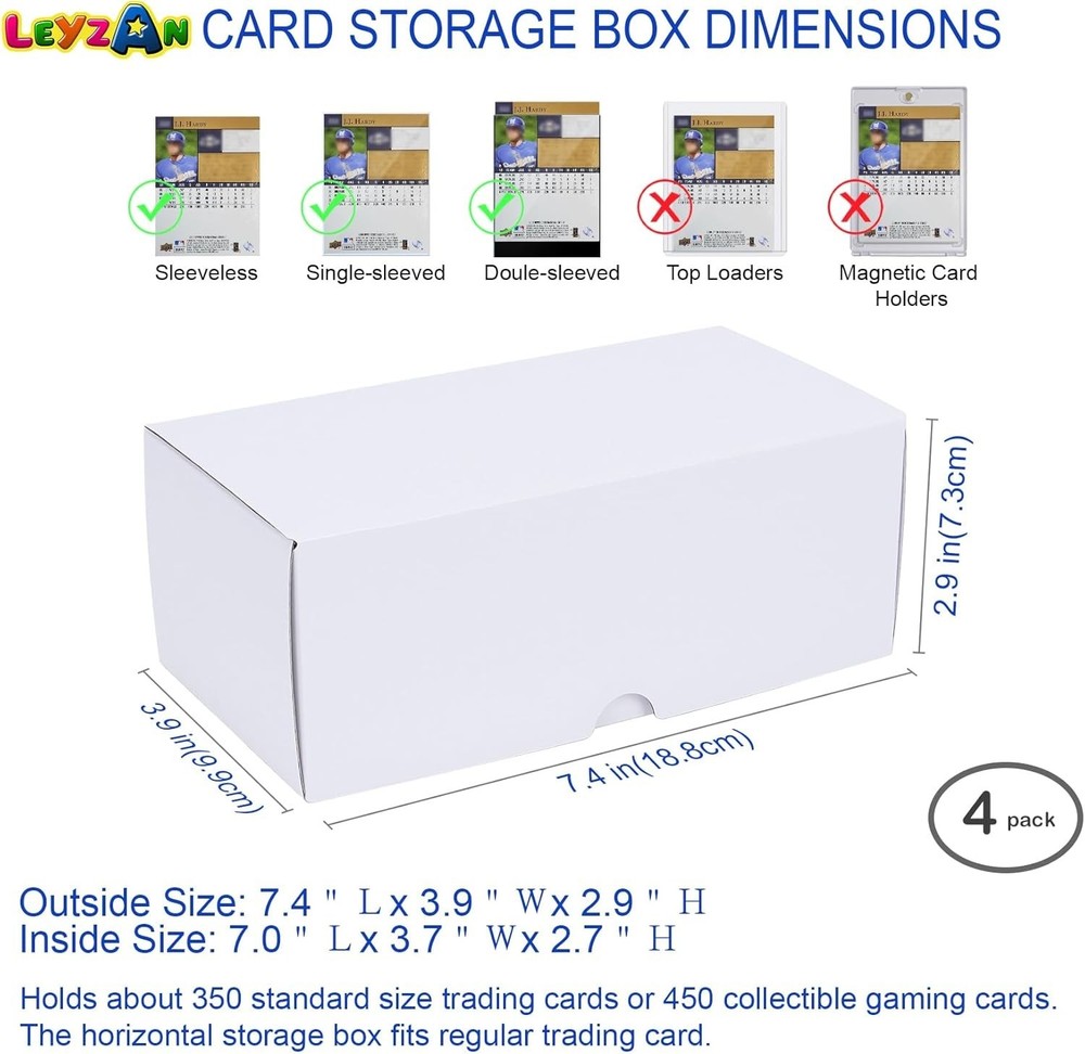 Trading-Card Storage Box, 4-Pack • 400 Count Corrugated Cardboard Storage Box...