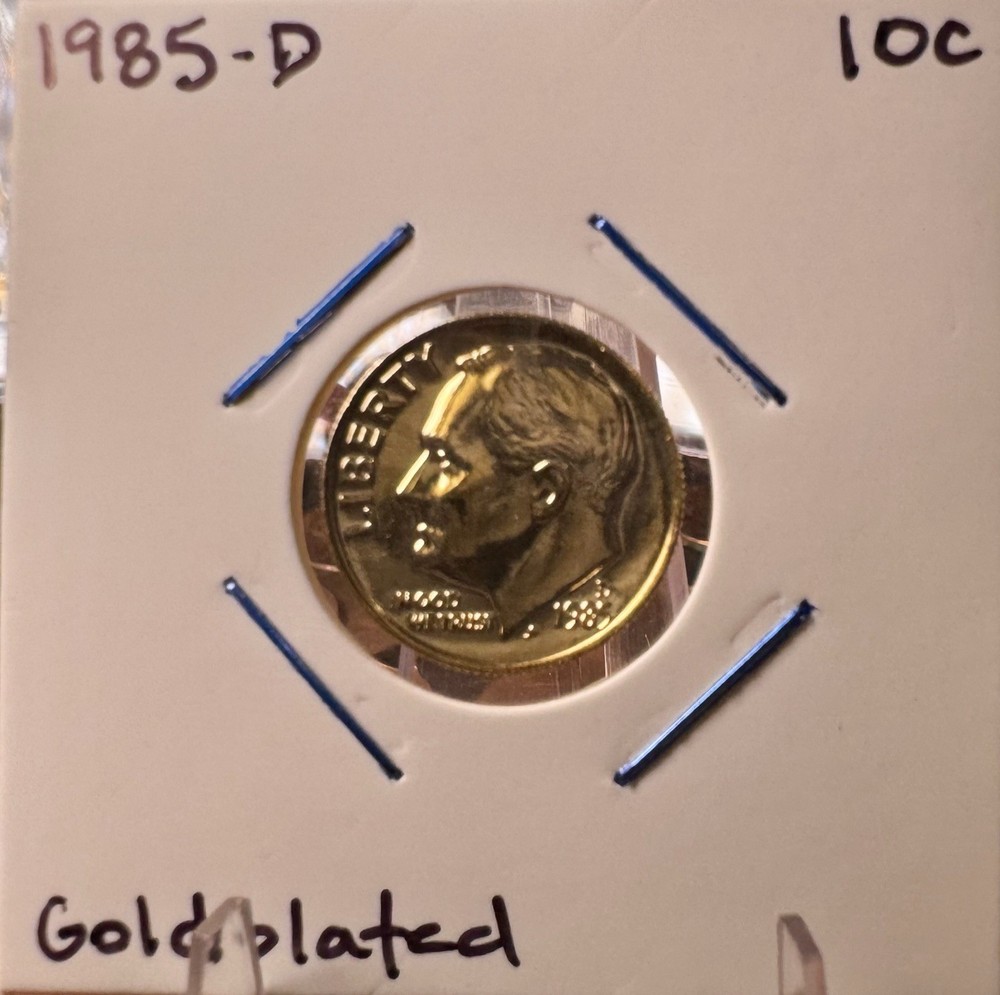 1985-D ROOSEVELT Dime BU GOLD PLATED