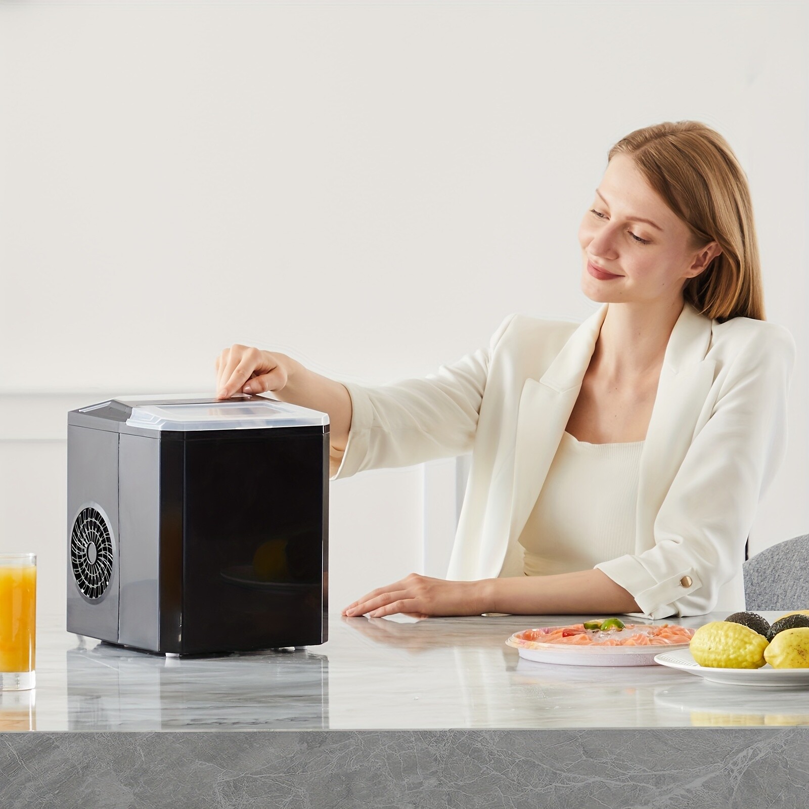 Countertop Ice Maker with Handle - Makes 26.5 lbs of Ice in 24 Hours