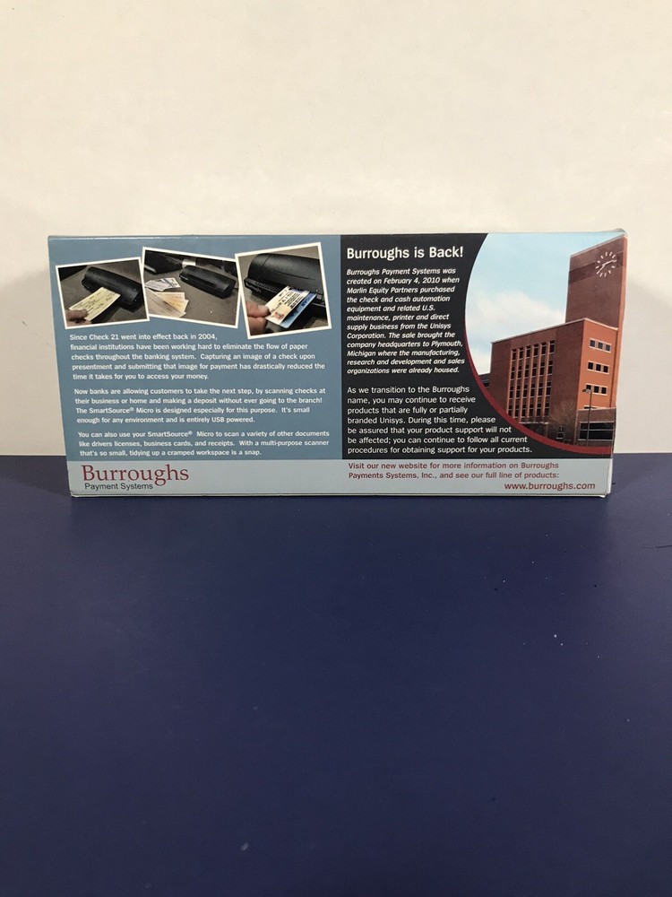 Burroughs SmartSource Micro Series Check Scanner Payment System “Excellent”