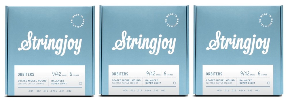 Stringjoy OR0942 Orbiters Coated Balanced Electric Guitar String Set 9-42 3-Pack