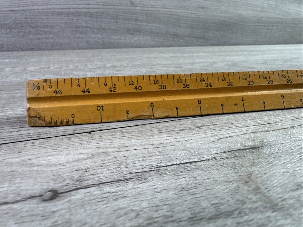 Vintage 12" K&E Co Star Quality Triangular Ruler 8881 Three Sided