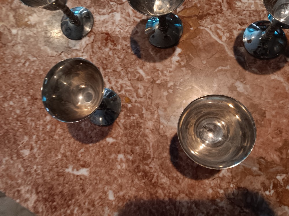 VTG J Perez Ruiz E.P.B Silverplate Spain Stem Wine goblets 6 cups