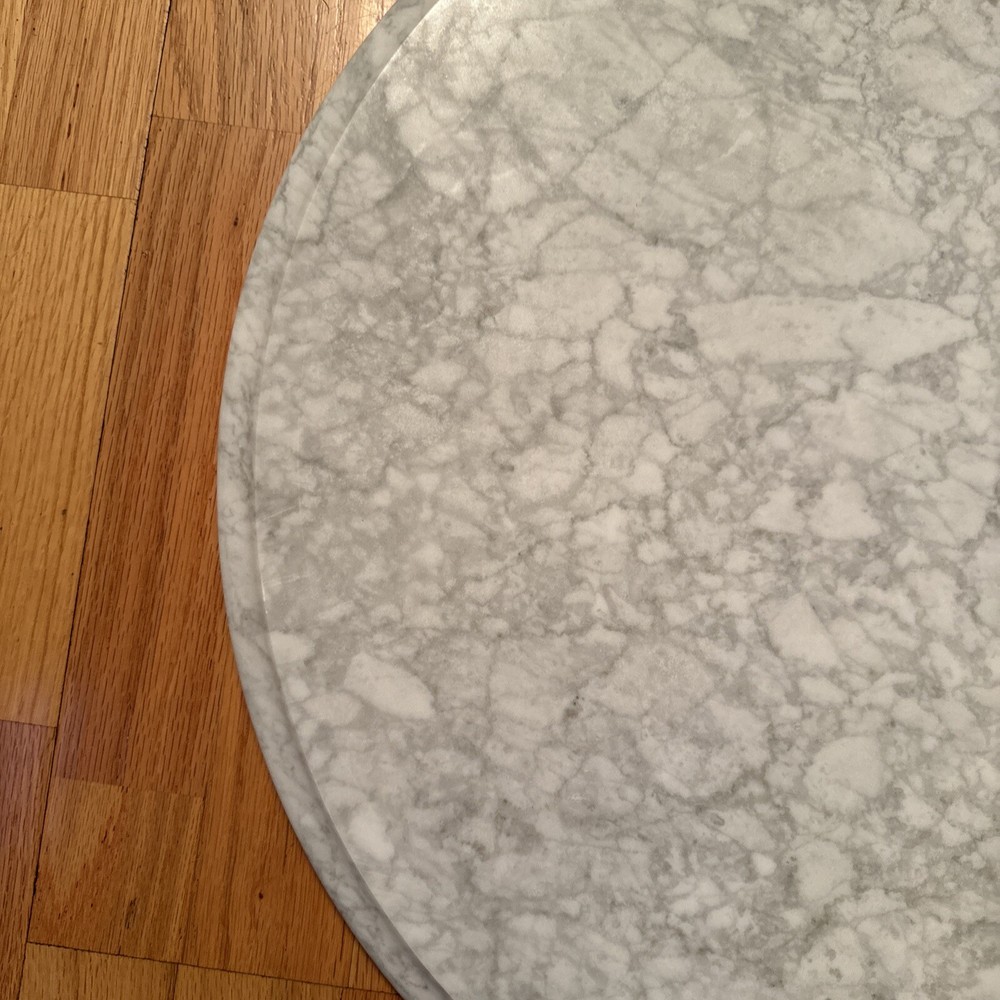Vintage Solid Replacement 24” Marble Table Top (Italy) White & Gray Veining