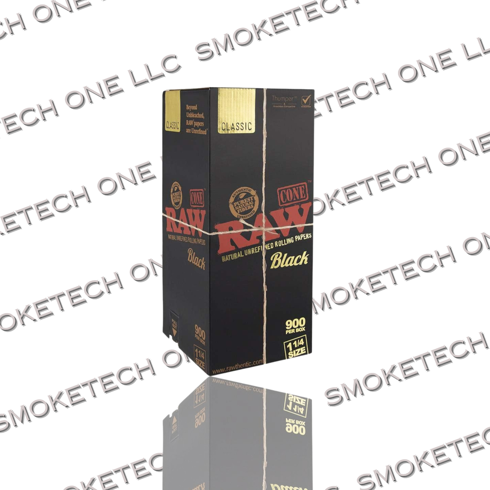 RAW Black Prerolled Cones Bulk - (900CT) 1 1/4 Size