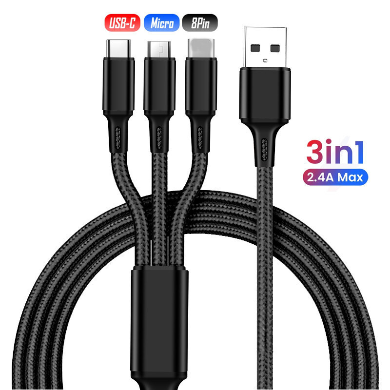 3in1 Fast USB Charging Cable Universal Multi Function iPhone 17 Charger Cord lot