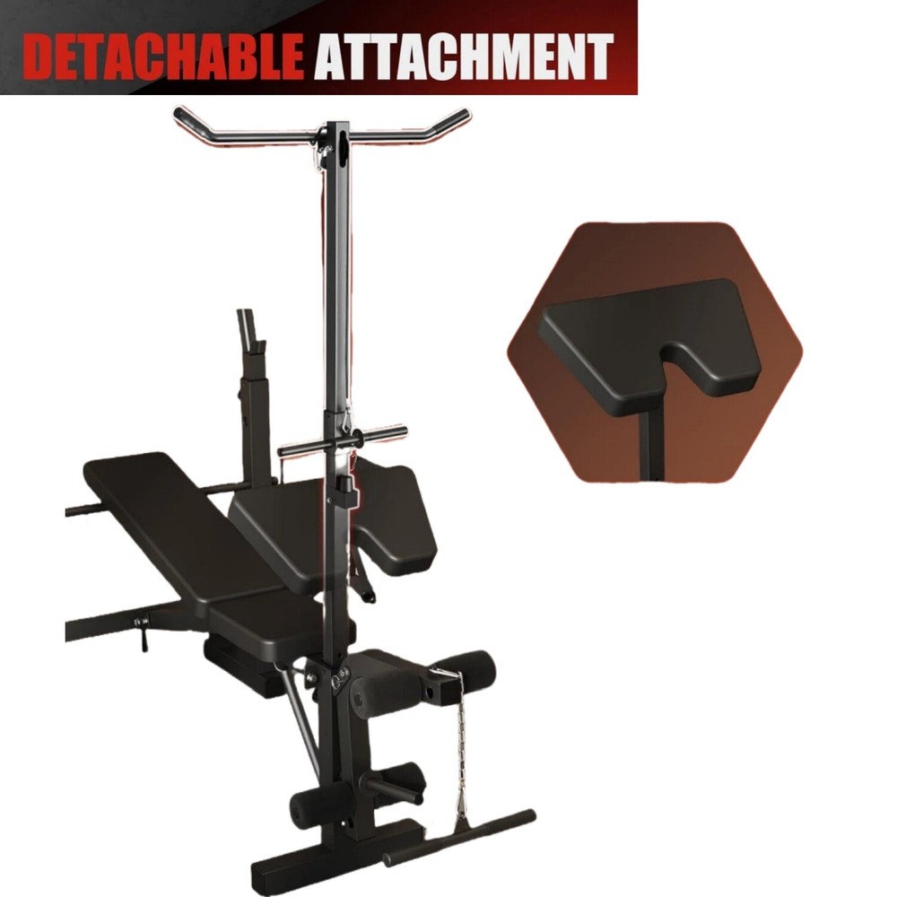 Olympic Weight Bench Set Bench Press Rack w/ Leg Developer LAT Pulldown Foldable