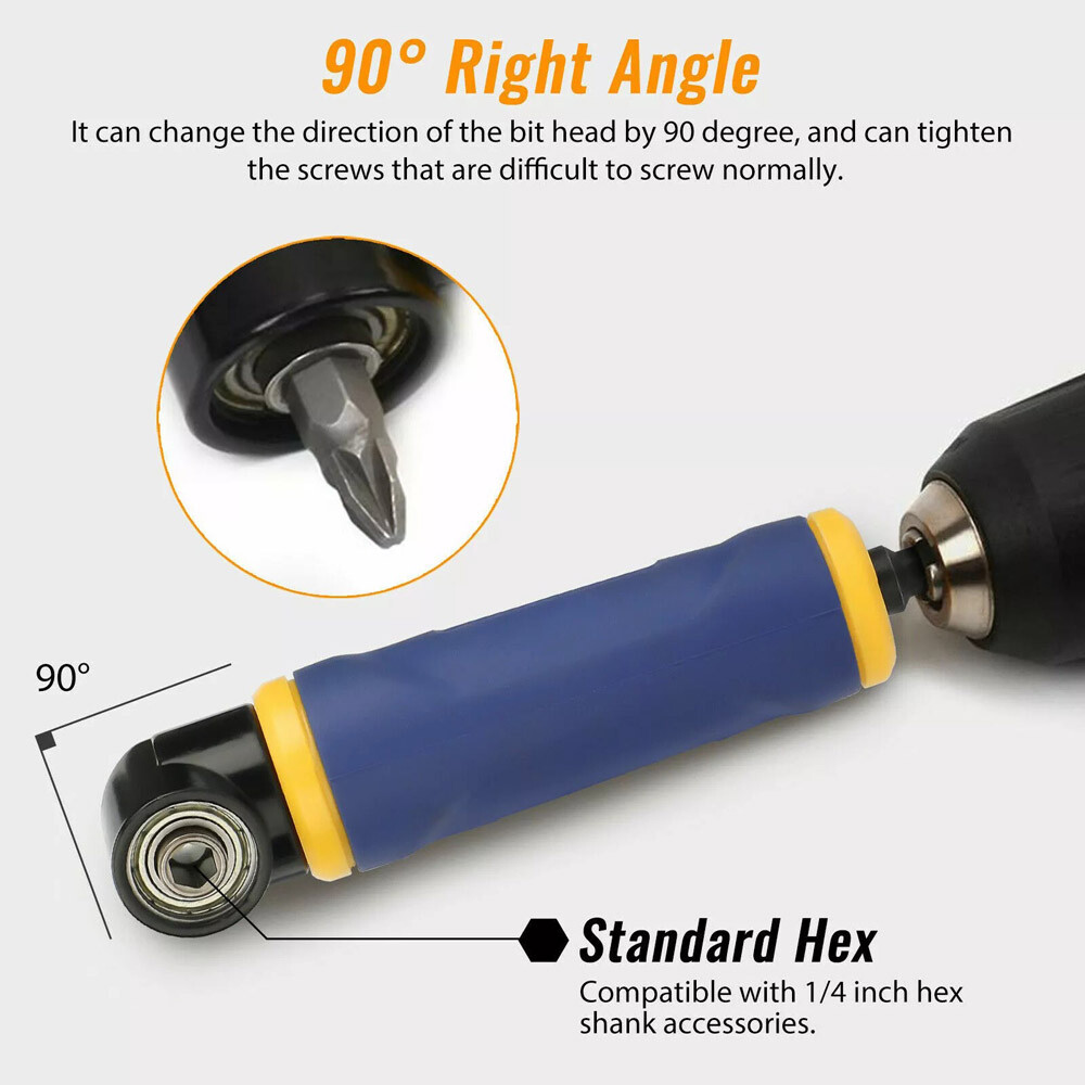 Extension Screwdriver Socket Adapter 90 Degree Right Angle Drill Attachment Tool