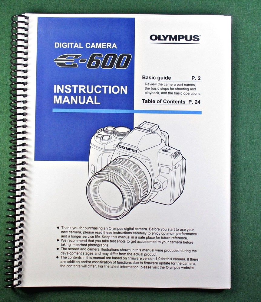 Olympus E-600 Instruction Manual: 156 Pages & Protective Covers!