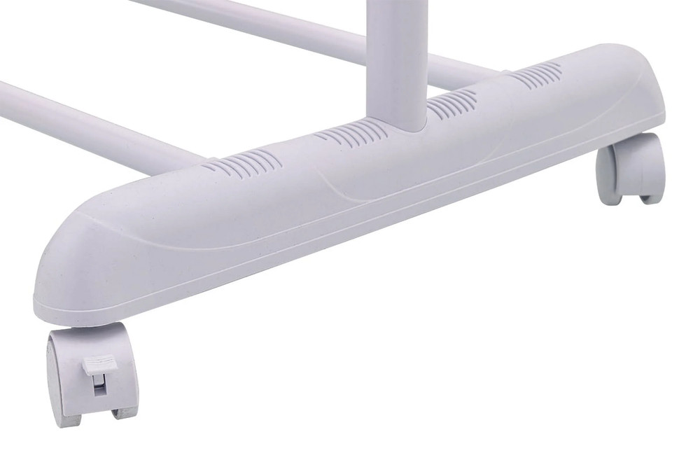 Adjustable Metal Rolling Garment Clothes Rack, Chrome & White