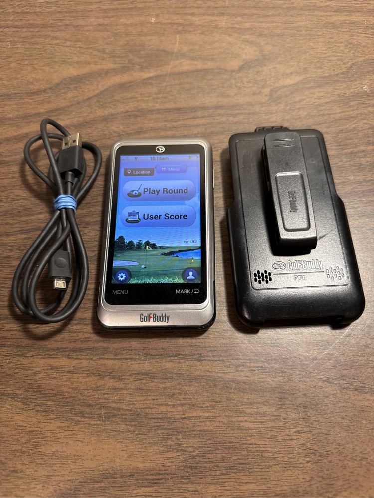 GOLF BUDDY PT4 HANDHELD GPS GOLF COURSE & SCORECARDS NICE!