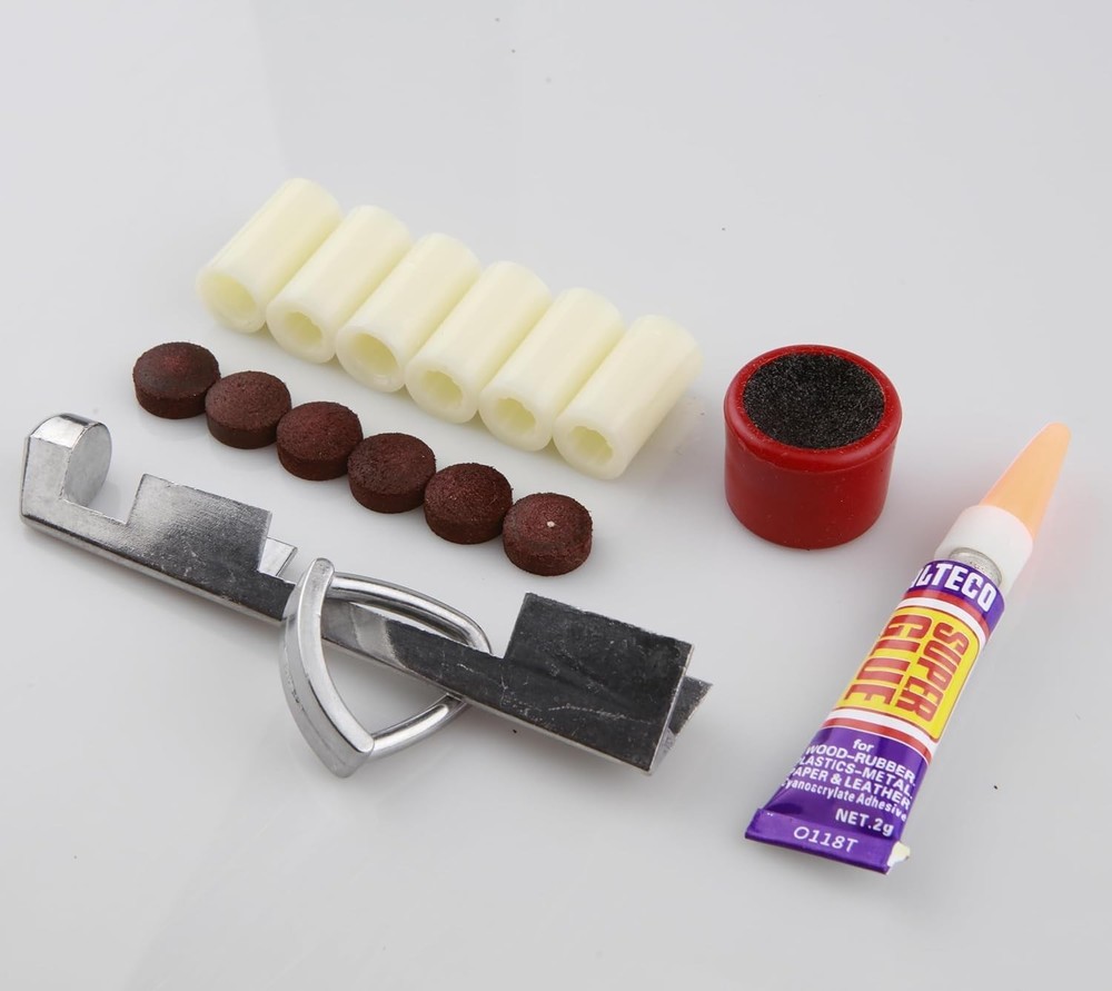 15 Pack Cue Stick Tip Repair Kit, Cue Tips Accessorie, Include 6 Pool Cue Tips,