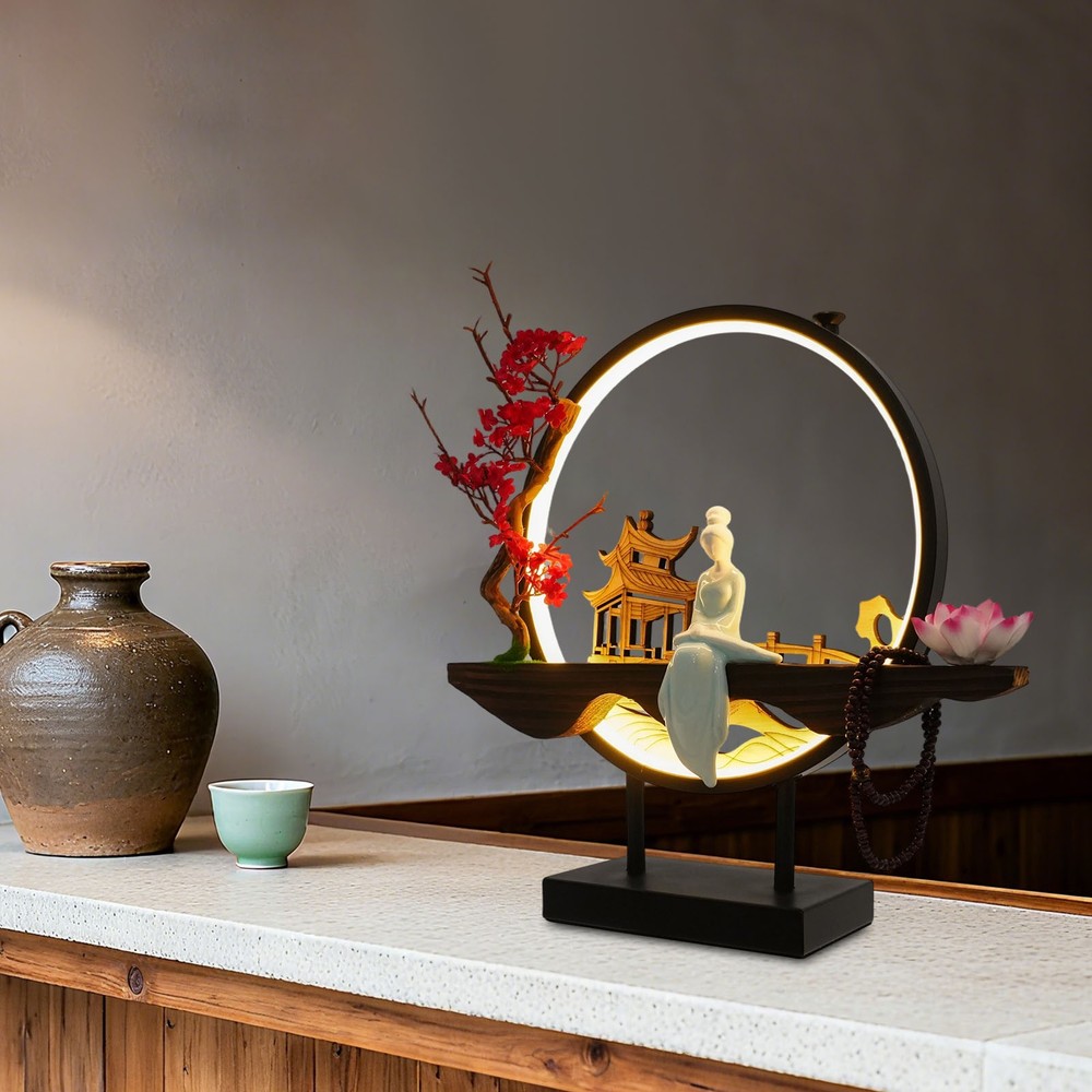 Backflow Incense Holder with LED Light, Ceramic Backflow Incense Burner