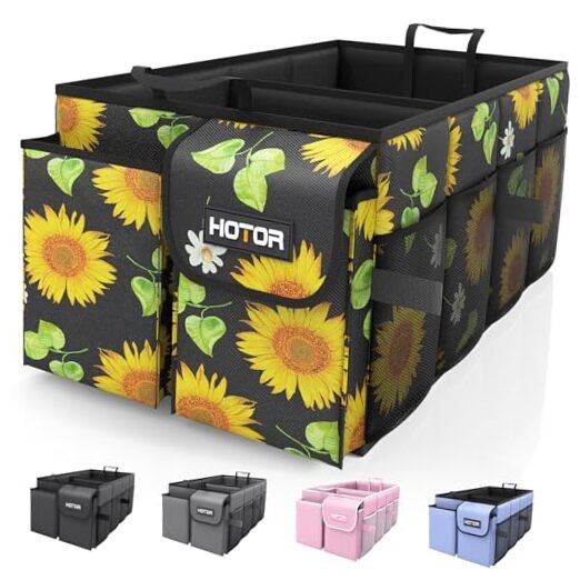 Foldable Trunk Organizer - SUV & Sedan, Sturdy Car Medium Sunflower
