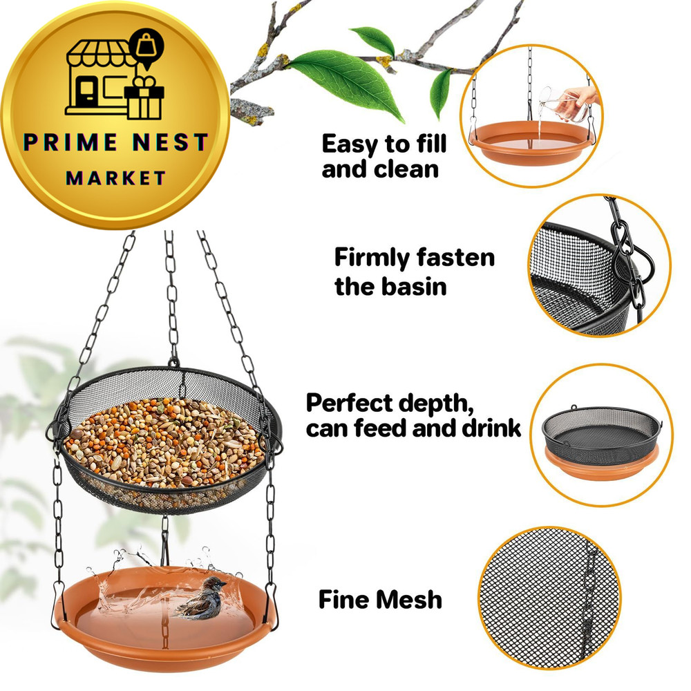 RAINFLOW Hanging Bird Bath for Outdoors - Feeder Outside,...