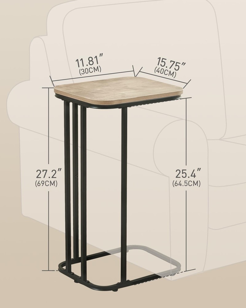 C Shaped End Table 27 Inches High Small Side Table Sofa & Bed Couch Table That