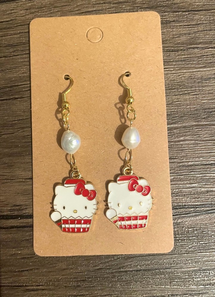 Handmade Hello Kitty Red Cupcake Earrings