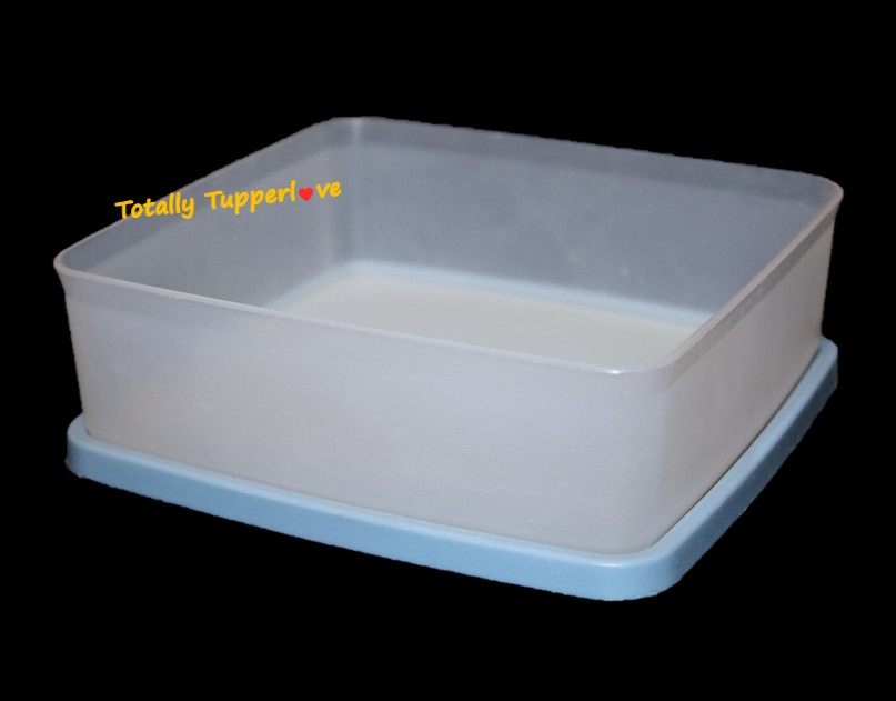 Tupperware Square Aways Keeper Large Single Square Round Country Blue EUC ❤️