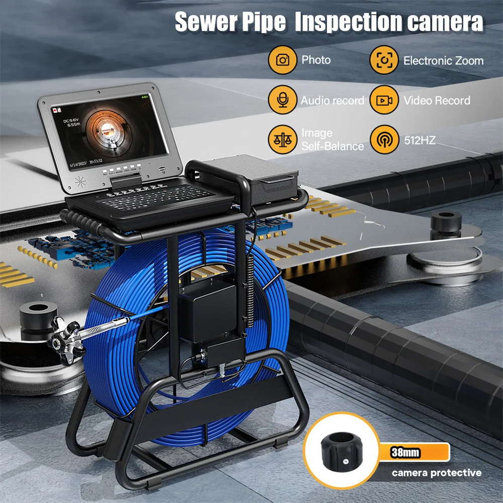 Pipe Sewer Camera 10in Screen 7mm Drain Camera Plumbing