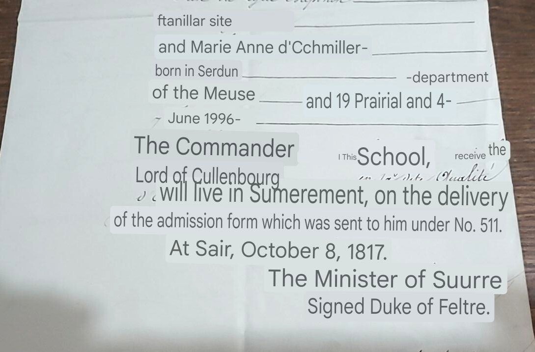 Original Napoleonic Wars Era Document – University of France c1814-15