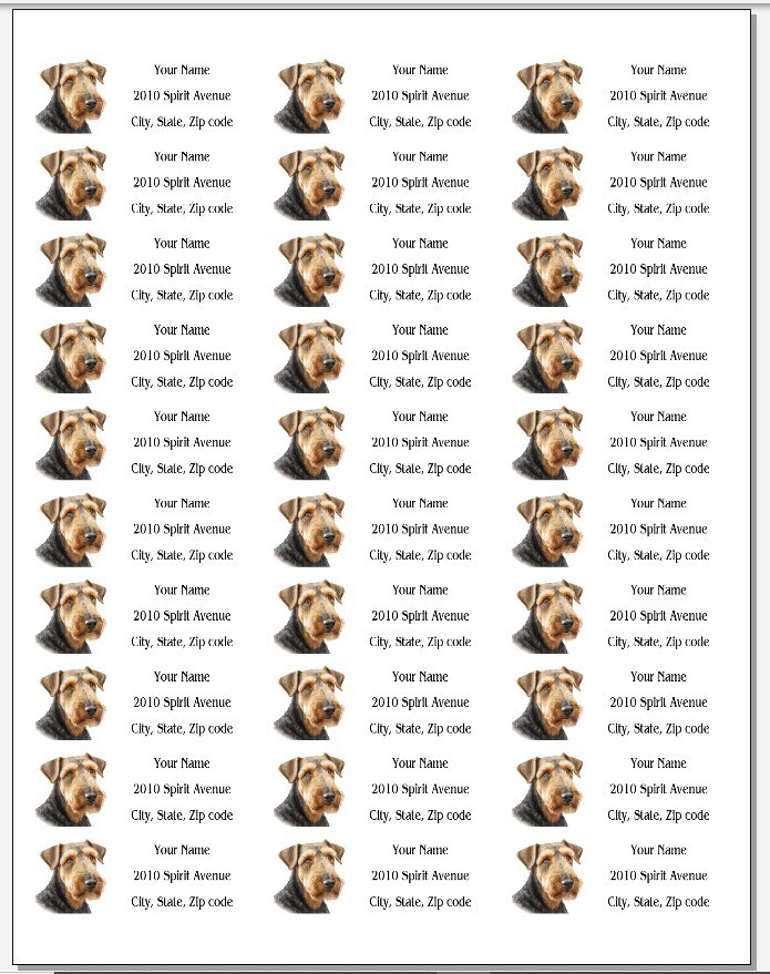 150 Airedale Terrier Dog Mailing Return Address Labels Personalized