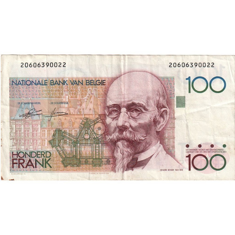 [#249934] Belgium, 100 Francs, VF