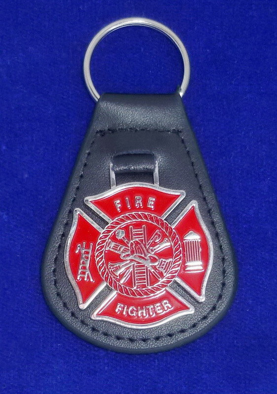 Firefighter Leather Key Ring